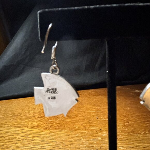 Silver 925 Mexico Fish Dangle Earrings – Artisan Cutout Design Free Shipping - Picture 3 of 3